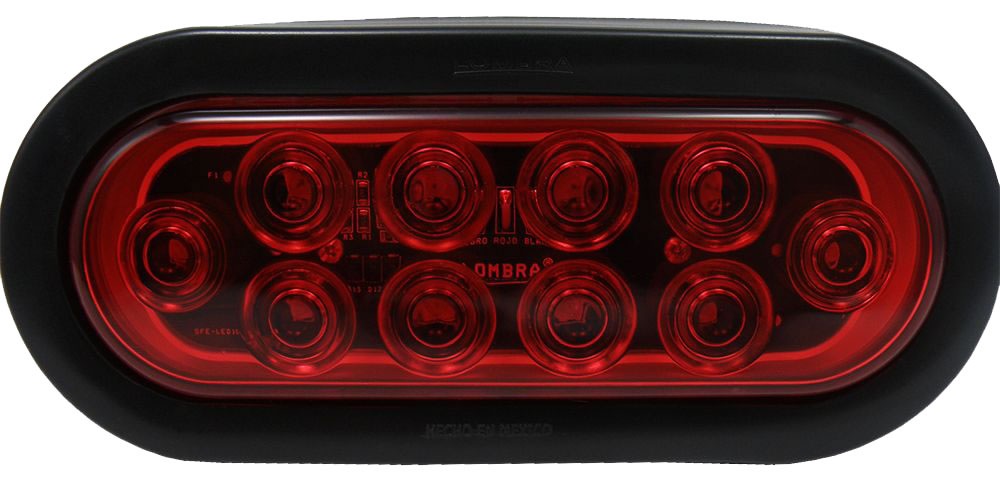 Luz roja 6" con 10 LED's forma oval sellada: 3-421KRLED-59