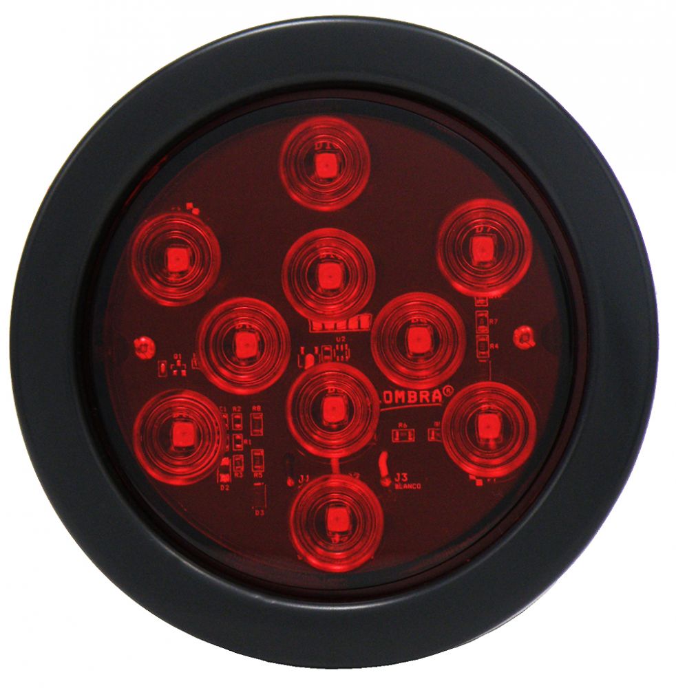 Luz roja de 10 LED´s 4" con hule y conector sellada: 3-426KRLED-59