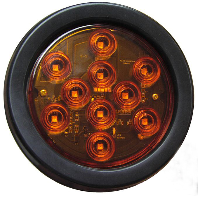 Luz Ámbar de 10 LED´s 4" con hule y conector sellada: 3-426KALED-59