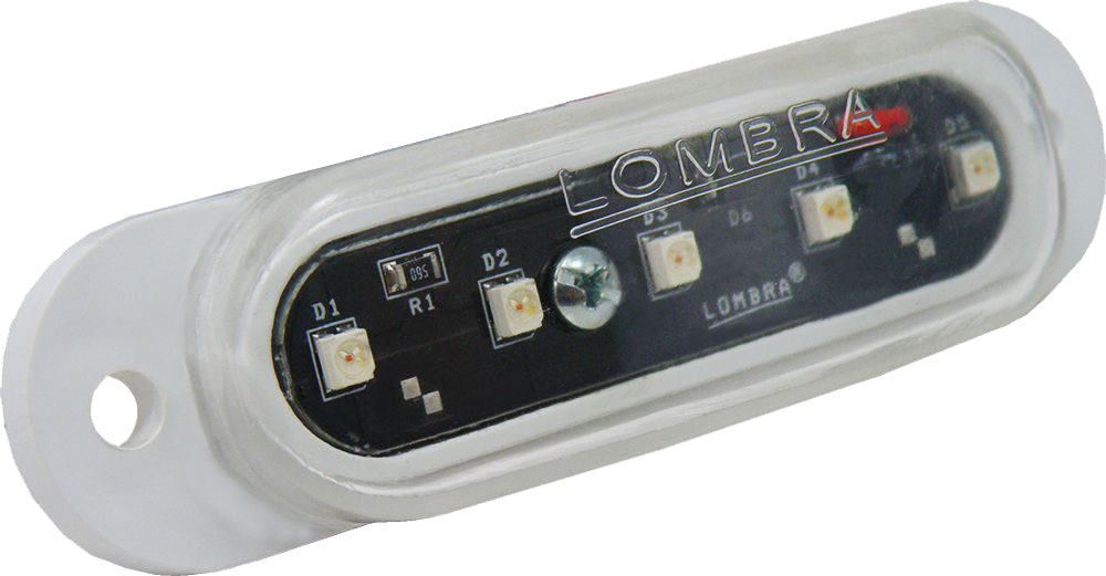 Luz curvita ámbar de 5 LED's mica transparente: 3-734R-59 Luz curvita ámbar de 5 LED's mica transparente: 3-734R-59